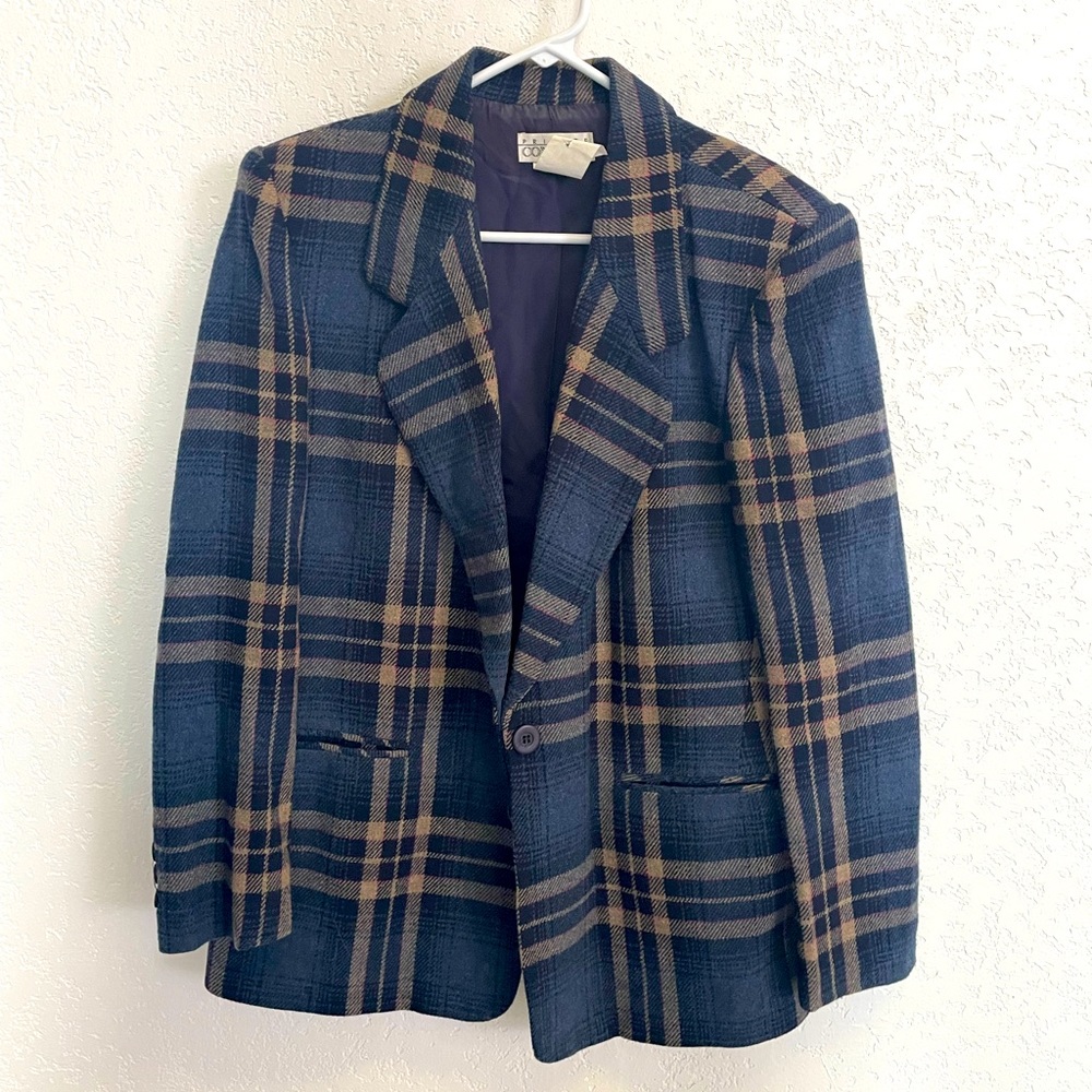 Blue plaid blazer